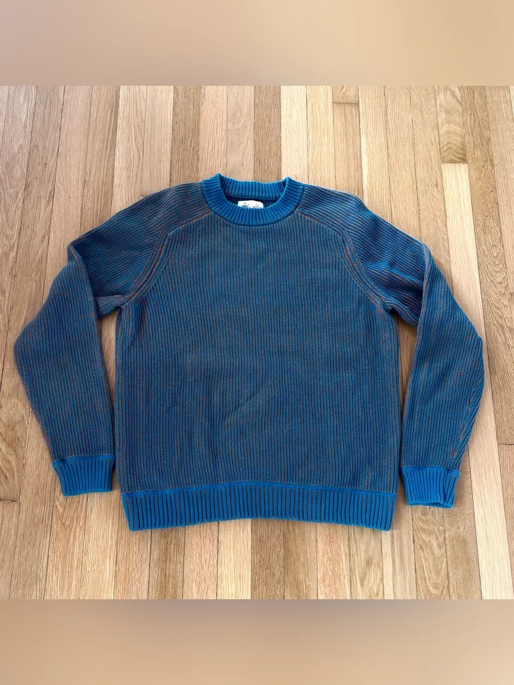 Vintage 90s Territory Ahead Chunky Ribbed Knit Sweater Mens L Blue Orange